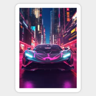 Asian Neon City Sports Car Sticker